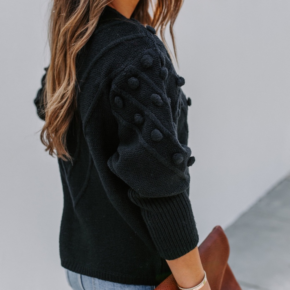Last 1️⃣ Black Chevron & Pom-Pom Sweater - Picture 4 of 7
